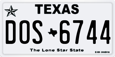 TX license plate DOS6744
