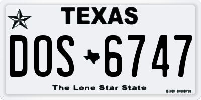 TX license plate DOS6747