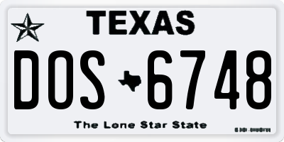 TX license plate DOS6748
