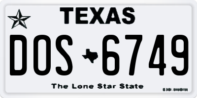 TX license plate DOS6749