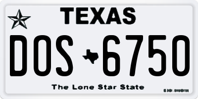 TX license plate DOS6750