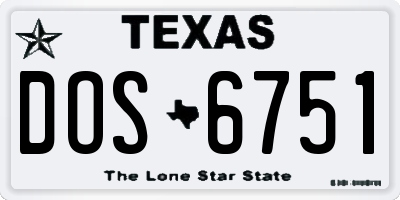 TX license plate DOS6751