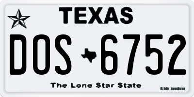 TX license plate DOS6752