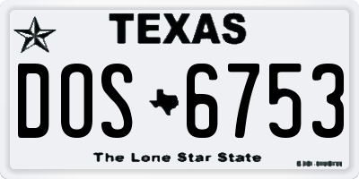 TX license plate DOS6753