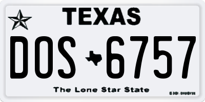 TX license plate DOS6757