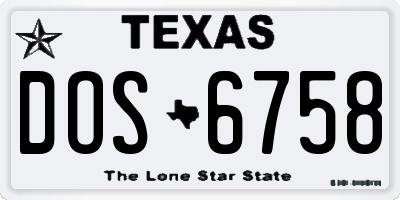 TX license plate DOS6758