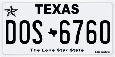 TX license plate DOS6760