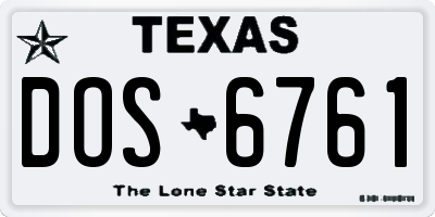 TX license plate DOS6761