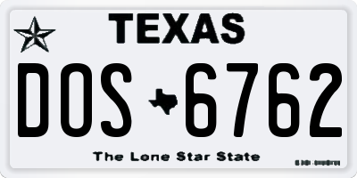 TX license plate DOS6762