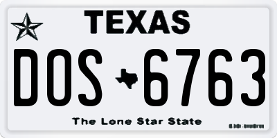 TX license plate DOS6763