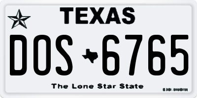 TX license plate DOS6765