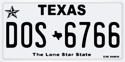 TX license plate DOS6766
