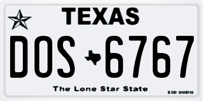 TX license plate DOS6767