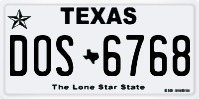 TX license plate DOS6768