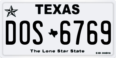 TX license plate DOS6769