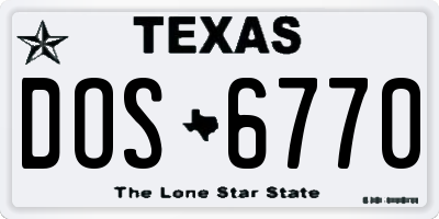 TX license plate DOS6770