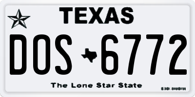 TX license plate DOS6772