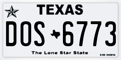 TX license plate DOS6773
