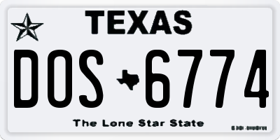 TX license plate DOS6774