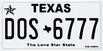TX license plate DOS6777