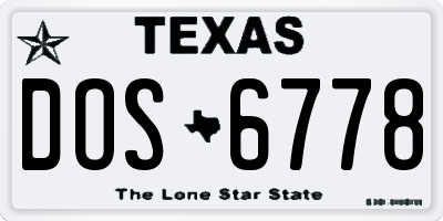 TX license plate DOS6778