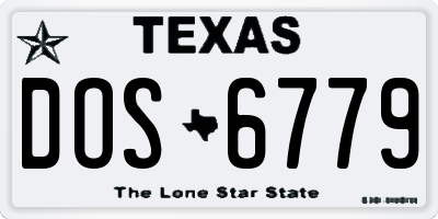 TX license plate DOS6779