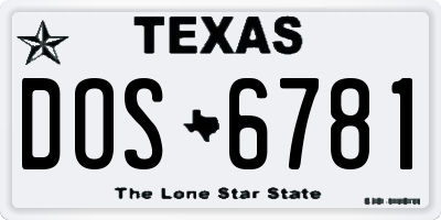 TX license plate DOS6781