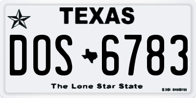 TX license plate DOS6783
