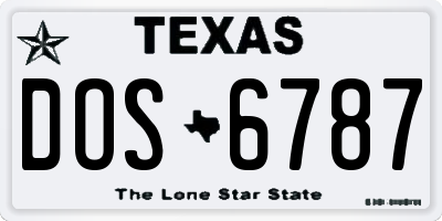TX license plate DOS6787