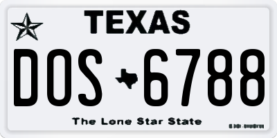 TX license plate DOS6788