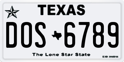 TX license plate DOS6789