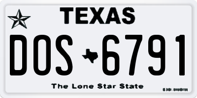 TX license plate DOS6791