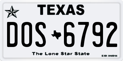 TX license plate DOS6792
