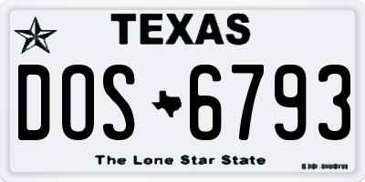 TX license plate DOS6793