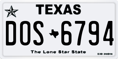 TX license plate DOS6794