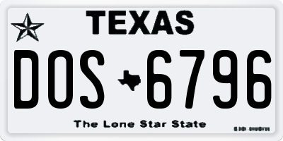 TX license plate DOS6796
