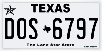 TX license plate DOS6797