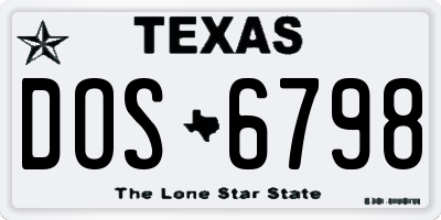 TX license plate DOS6798