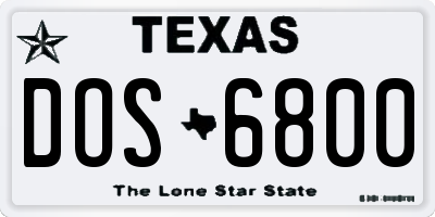 TX license plate DOS6800