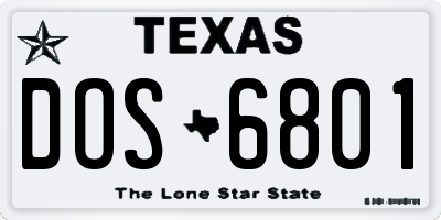 TX license plate DOS6801