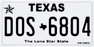TX license plate DOS6804