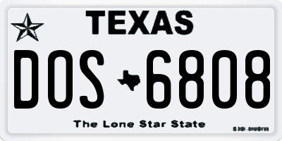 TX license plate DOS6808