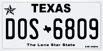 TX license plate DOS6809