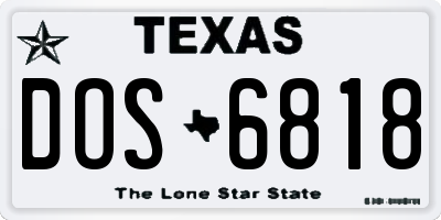 TX license plate DOS6818