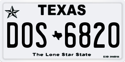 TX license plate DOS6820