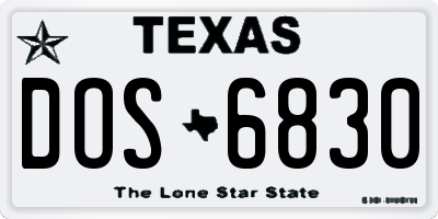 TX license plate DOS6830