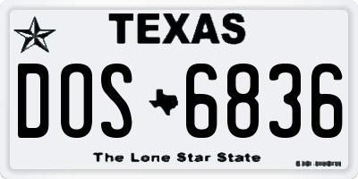 TX license plate DOS6836