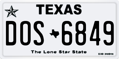 TX license plate DOS6849