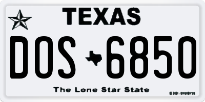 TX license plate DOS6850