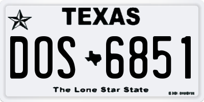 TX license plate DOS6851